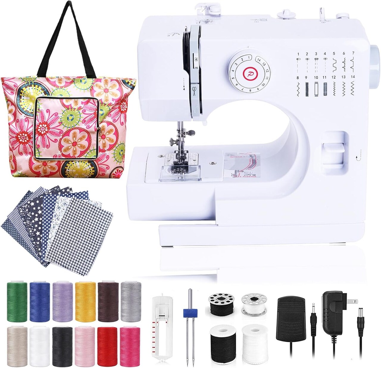Mini Portable Sewing Machine – 14 Stitches, 2 Speeds, Foot Pedal & Accessories
